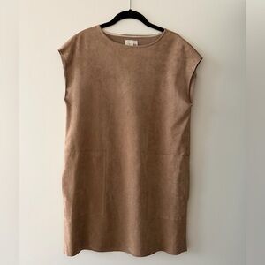 Aritzia Suede-Look Mini Dress in Taupe